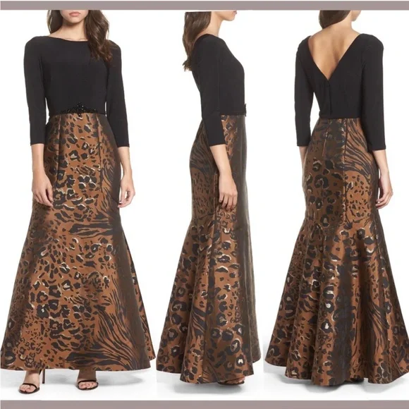 ELIZA J ANIMAL PRINT TRUMPET GOWN SIZE 12 ❤️ - Picture 2 of 4